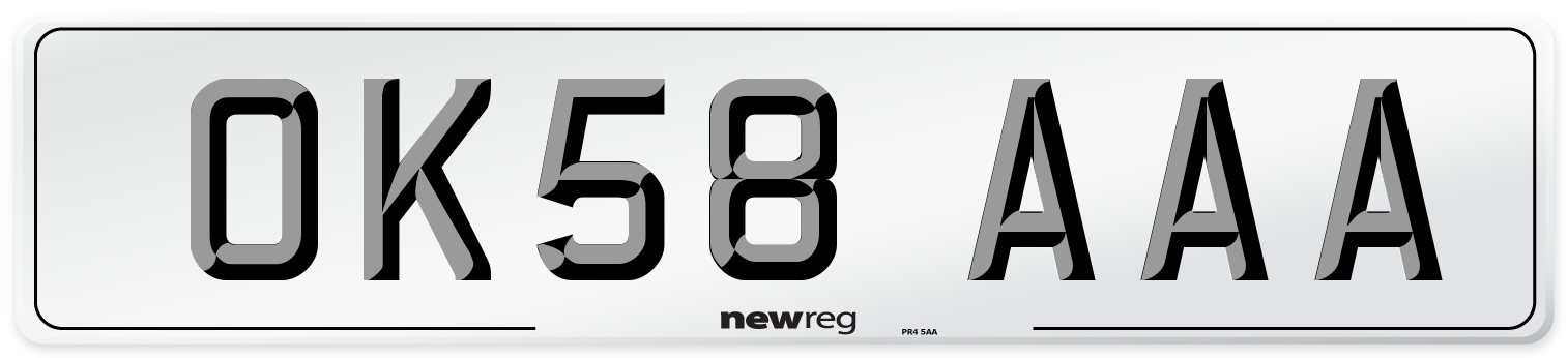 OK58 AAA Number Plate from New Reg